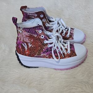 Converse Floral High-Top Chunky Sneakers with White Laces